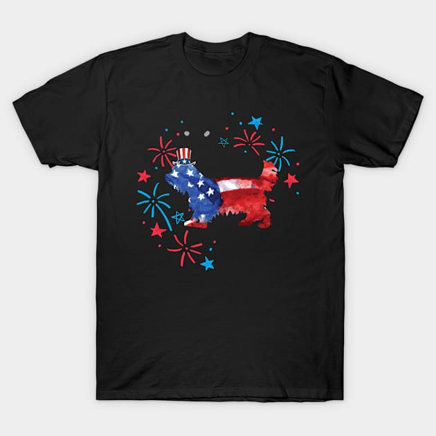 Yorkie Uncle Sam Hat 4Th Of July T-Shirt by TerronesAdrianer